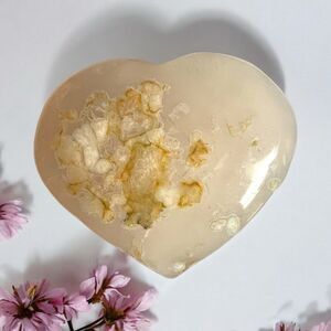 Flower Agate‎ Heart Carving (#7)